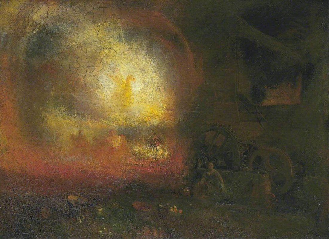 A foundry interior filled with white light as molten metal is poured, the casting frame dark against the glare.